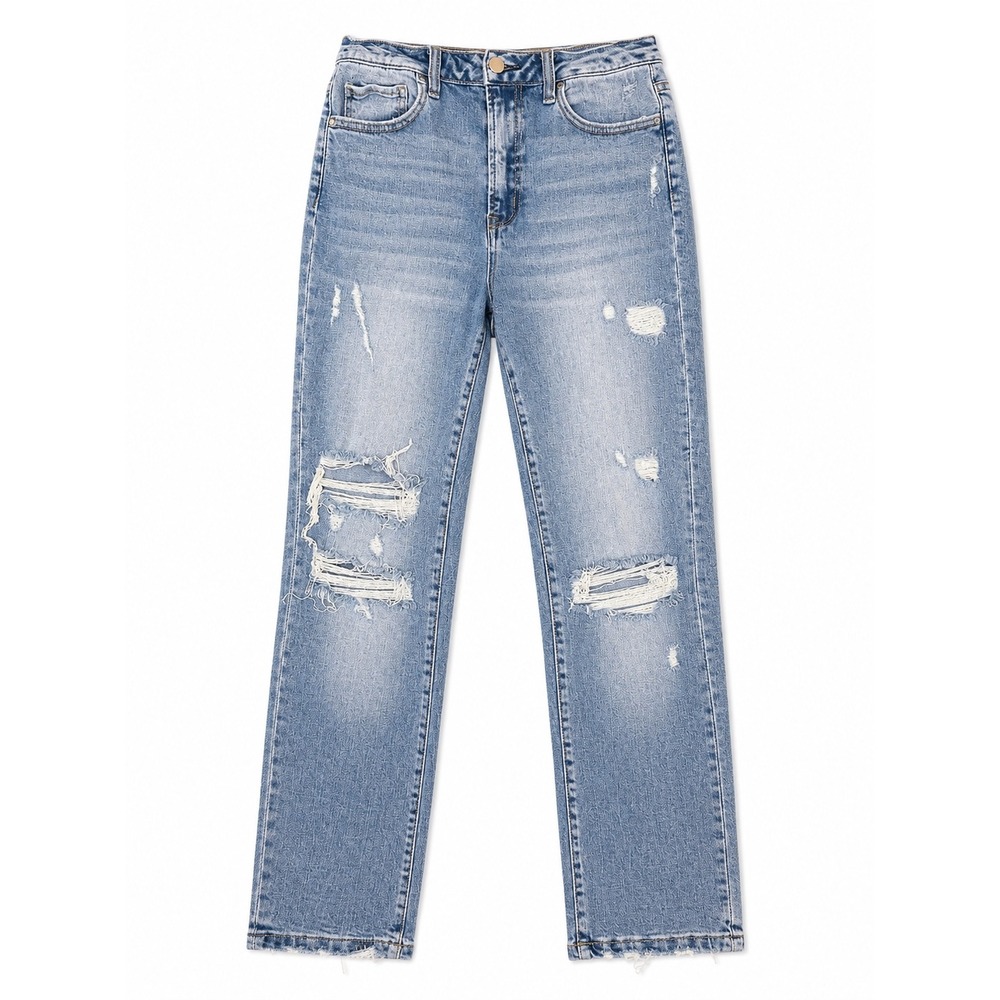 Flying Monkey Distressed High Rise Straight Leg Jeans Light Wash Size 26 Women's